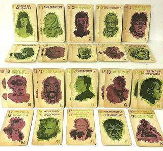 Vintage 1964 Monster Old Maid Milton Bradley Rare Horror Playing Cards