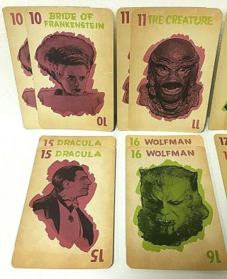 Vintage 1964 MONSTER Old Maid Milton Bradley Rare Horror Playing Cards 5