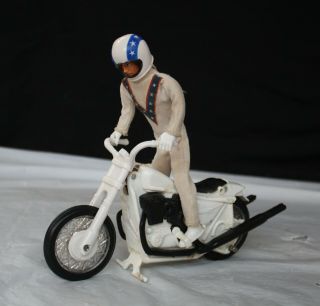Vintage 1972 Ideal Evel Knievel Stunt Cycle Bike Motorcycle & Figure W/ Helmet