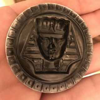 Extra Large Egyptian King Tut - 3D - Antiqued Brass - Huge 2 1/4” Inch Button 2