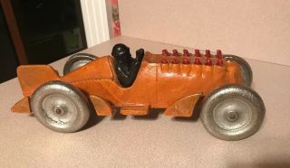 Hubley Vintage Cast Iron Toy Race Car With Moving Pistons