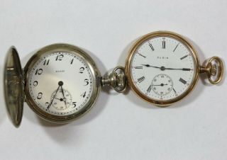Two Elgin Pocket Watches,  Grade 301 and 344,  size 12s 2