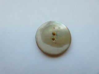 Lovely Antique Vtg Carved Shell BUTTON w/ Incised Flower Design 3/4 