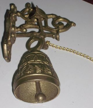 Vintage Brass Hanging Pull Chain Decorative Dinner Door Bell Wall Mounted Wow