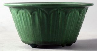 Antique Weller Matte Green Art Pottery Bowl Incised Form Arts & Crafts Mission