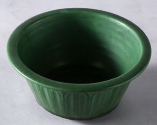 Antique Weller Matte Green Art Pottery Bowl Incised Form Arts & Crafts Mission 3
