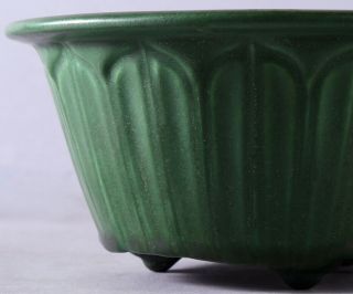 Antique Weller Matte Green Art Pottery Bowl Incised Form Arts & Crafts Mission 4