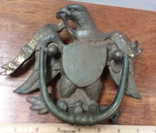 Vintage Federal American Eagle Brass Door Knocker W/breast Shield 6 1/2 " X 7 1/4 "