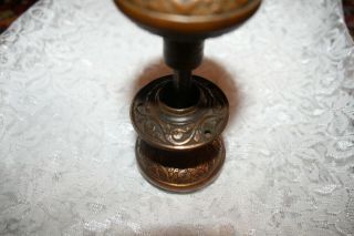 Antique Eastlake Victorian Brass? Door Knob Set w/ Both Back Plates Pair 7