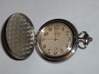 Rare Vintage Elgin Quartz Pocket Watch Gold Accents And Silver Color