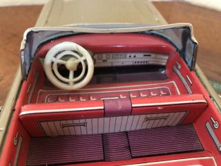 Vintage JAPAN 1960’s BANDAI Tin Litho Friction CADILLAC Convertible Car Toy 6