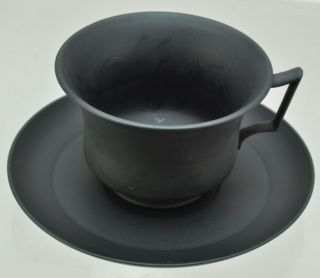 Antique Wedgwood Black Basalt Flared Teacup and Saucer circa 1820 2