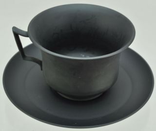 Antique Wedgwood Black Basalt Flared Teacup and Saucer circa 1820 3