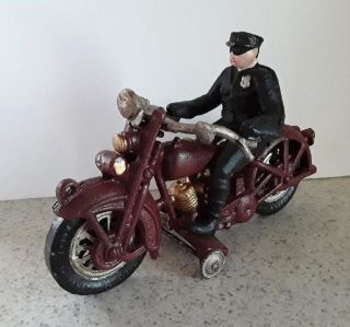 Motorcycle Policeman Cast Iron Collectible Home Den Garage Decor