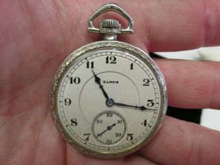 14K Gold Filled Illinois Pocket Watch Movement Signed Commodore Perry REPAIR E14 2