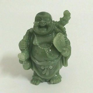 Chinese Feng Shui Laughing Smiling Buddha Statue Sculpture Man - Made Green Stone