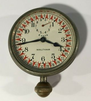 Antique 8 Day Waltham Car Dash Clock England Telephone Telegraph Co 1919 Htf