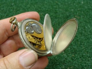 Elgin 7 Jewels Pocket Watch Missing Parts & No Crystal CAR ON BACK - 3