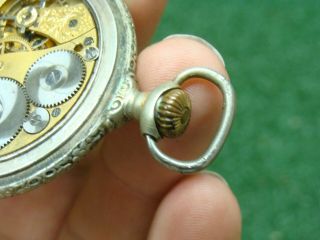 Elgin 7 Jewels Pocket Watch Missing Parts & No Crystal CAR ON BACK - 6