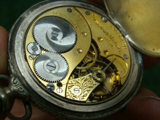 Elgin 7 Jewels Pocket Watch Missing Parts & No Crystal CAR ON BACK - 7