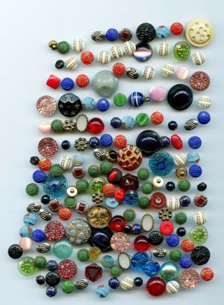 162 Vintage Czech Glass And Other Buttons Variety Smaller Sizes