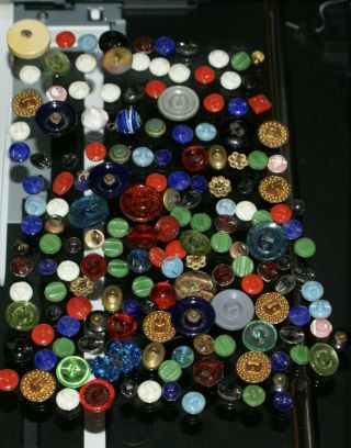 162 Vintage Czech Glass and Other Buttons Variety Smaller Sizes 2