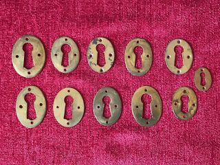 11 Solid Brass Oval Key Hole Lock Escutcheons Cover Plates Door Furniture