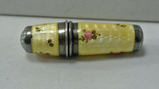 Vintage Sterling Guilloch Enamel Thimble Sewing Kit Germany