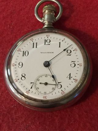 Waltham Pocket Watch,  18 Size,  7 Jewel,  Silveroid Case,  Runs Excel,  P.  W.  P.  S.