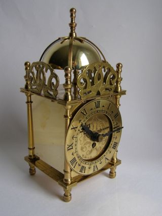 Vintage Smiths Mechanical Brass Lantern Clock -,  With Key