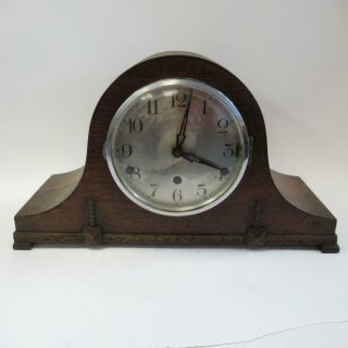 Artdeco Bee Ess Wooden Mantel Clock Mechanical Movement Westminster Chime No Key