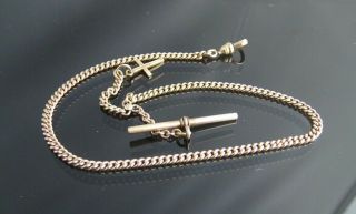 Antique Gold Filled Pocket Watch Chain Cross Fob /t - Bar