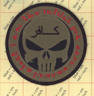 I Am The Infidel You Were Warned About Punisher Arabic Morale Patch Hook Loop