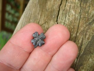 Mini Miniature Old Antique 4 Leaf Clover Lucky Charm Shamrock Cuff Button Stud
