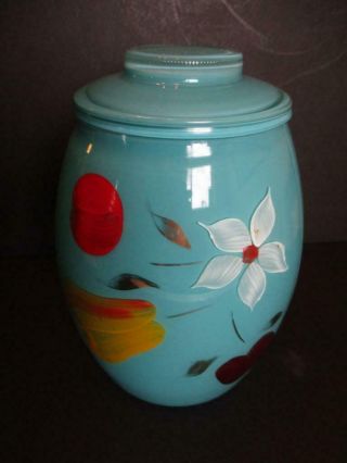 Vtg Bartlett Collins Glass Hand Painted 1 Gallon Cookie Jar -