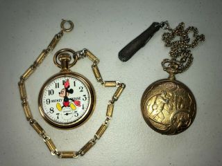 (2) Vintage Non Pocket Watches With Sterling Pocket Knife Attached