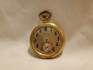 Antique Illinois Watch Company Pocket Watch For Parts/repair - Gold,  17j Mvmt.