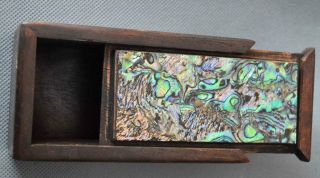 Handwork Usable Tibet Ancient Collectable Boxwood Inlay Conch Carve Jewelry Box 2