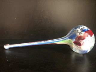 Hand Blown 10 1/2” Spatter End Of The Day Art Glass Sock Darner