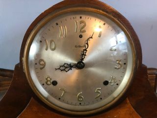 ANTIQUE GILBERT CHIME MANTLE CLOCK w/ WOOD INLAY VERY GOOD COND. 2