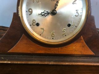 ANTIQUE GILBERT CHIME MANTLE CLOCK w/ WOOD INLAY VERY GOOD COND. 3