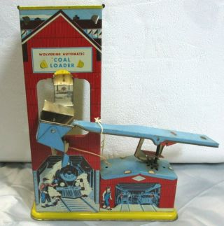 Vintage Wolverine Automatic Coal Loader Tin Litho Made In Usa Toy Construction