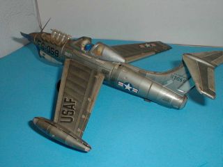 1950 ' s USAF Fighter Plane FS - 059 - Lited Piston Action Tin Toy by Showa Japan 3