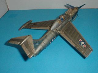 1950 ' s USAF Fighter Plane FS - 059 - Lited Piston Action Tin Toy by Showa Japan 4