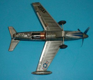 1950 ' s USAF Fighter Plane FS - 059 - Lited Piston Action Tin Toy by Showa Japan 5