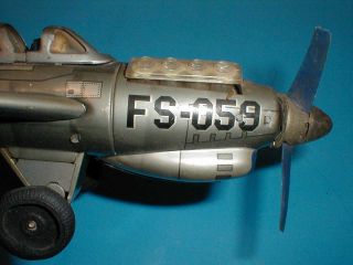 1950 ' s USAF Fighter Plane FS - 059 - Lited Piston Action Tin Toy by Showa Japan 8