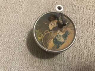2 Vintage Manorville Round Music Boxes with Crank Handles 3