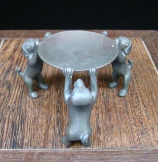 Collectible Handmade Carving Statue Dog Candlestick Copper Deco Art