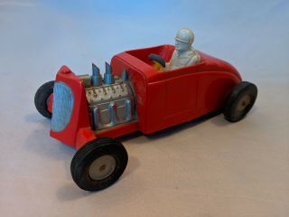 Vintage Saunders 1932 Flathead V8 Ford Hot Rod Roadster Plastic Friction Toy Car