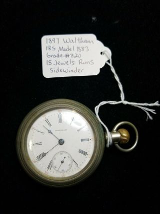 1897 Waltham 18s 15 Jewel Pocket Watch Sidewinder